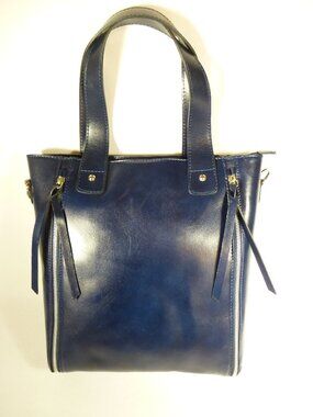 New Florence Leather Market navy blue smooth Italian leather handbag